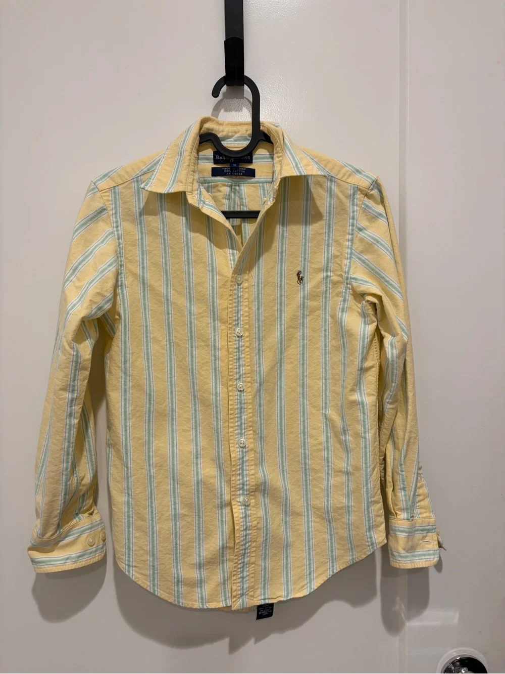 Ralph Lauren Yellow Shirt with Light Blue and White Stripes